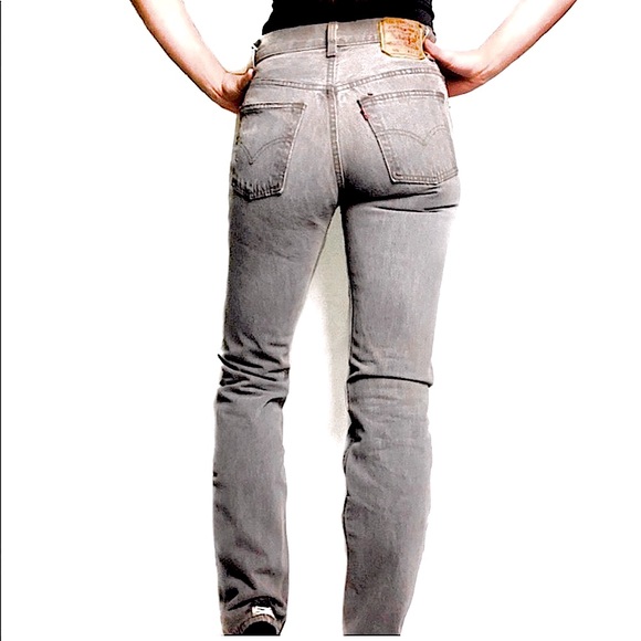 Vintage 1980’s LEVI’s 501 high waisted grey straight Jean’s button fly Sz 27 - Picture 7 of 8